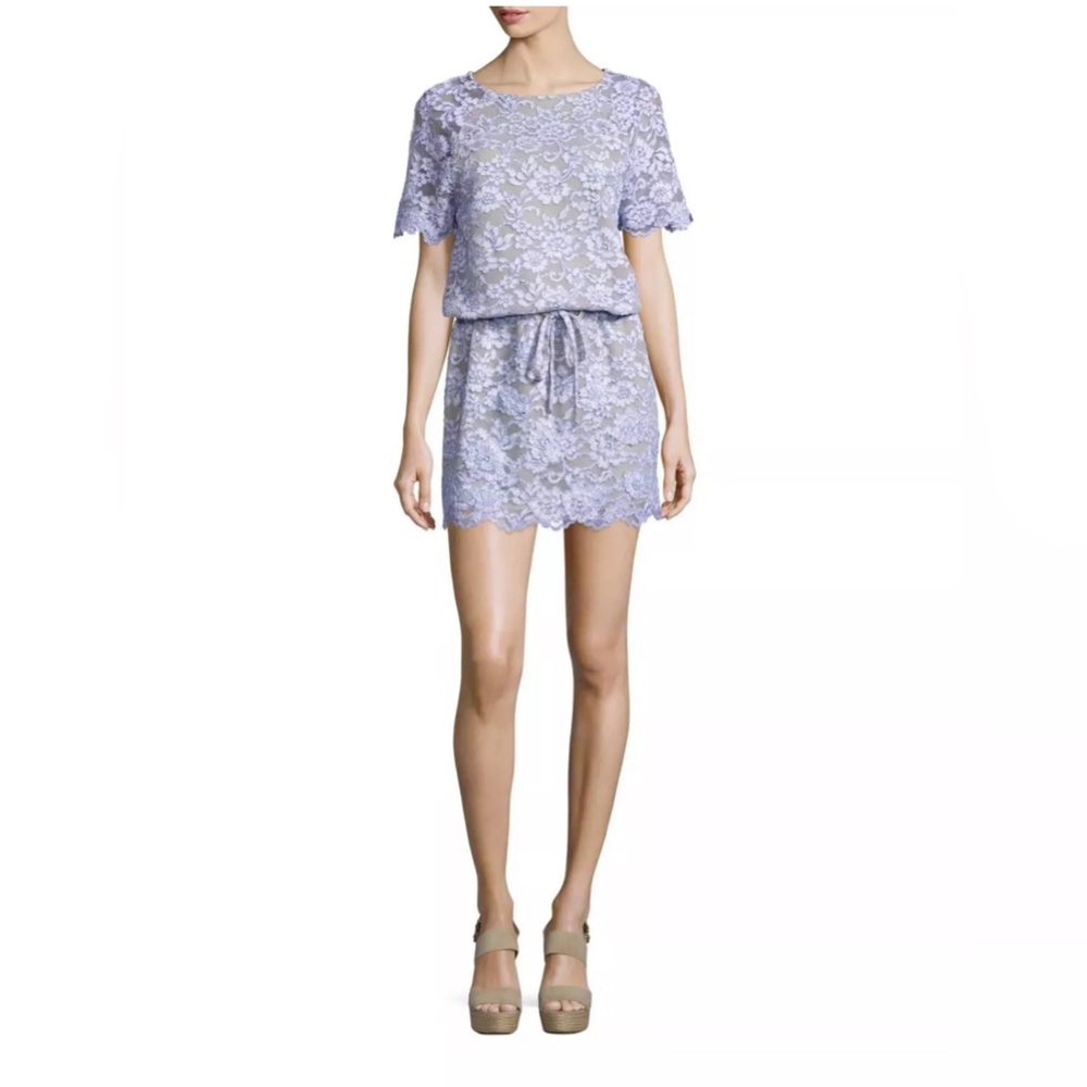 Diane Von Furstenberg Amal Lilac Lace Crystal Detail Drop Waist Dress SMALL